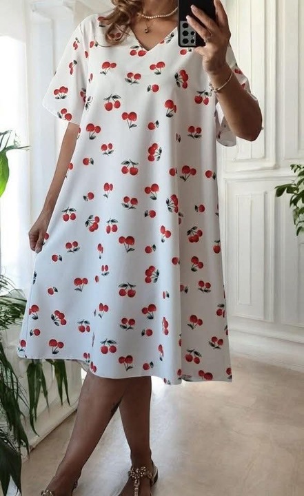 Рокля, Gloryland, свободна кройка, бяла, един размер