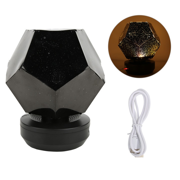 Lampa de proiectie cu cer instelat, negru, alimentata prin USB