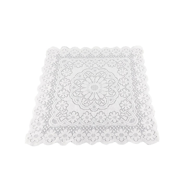 Carmdering fehér csipketerítő 60x60cm puha bojtos