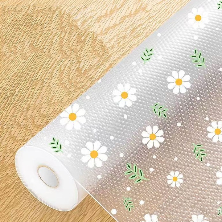 Covorase frigorifice anti-mucegai, SINBINTA, Covorase pentru frigider, Neadeziv, Impermeabil si rezistent la ulei, Lavabile si Decupabile, Antialunecare, Reutilizabile, Pentru dulapuri de bucatarie, sertar, frigider, EVA, 30cm*5m, Multicolor