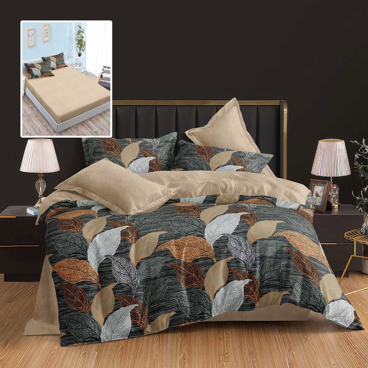 Комплект спално бельо Finet от 6 части с калъф за матрак + 2 ватирани възглавници 50x70 см + завивка 200x215 см пролет есен AVA