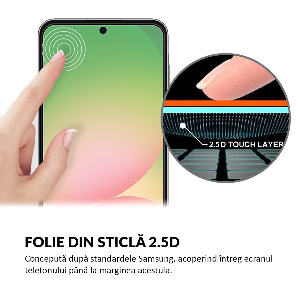 Folie Sticla Dr.Shield, Compatibil Samsung Galaxy A57, Full Glue, Protectie Profesionala 2.5D