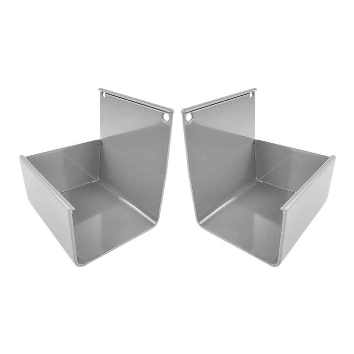 Jgheab din aluminiu RK65, Capete de Jgheab stanga + dreapta, Dreptunghiulare, Gri, Renoplast, Drenaj acoperis