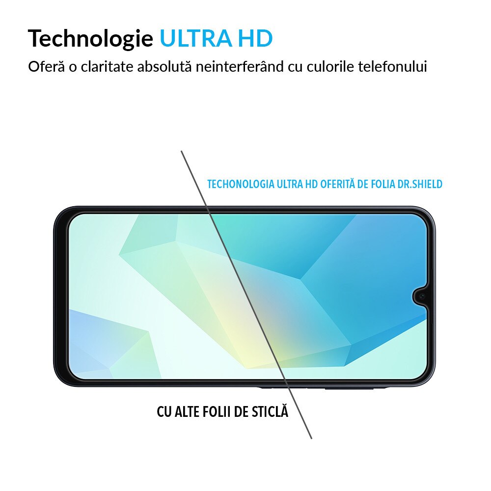 Folie Sticla Dr.Shield, Compatibil Samsung Galaxy A16, Full Glue, Protectie Profesionala 2.5D