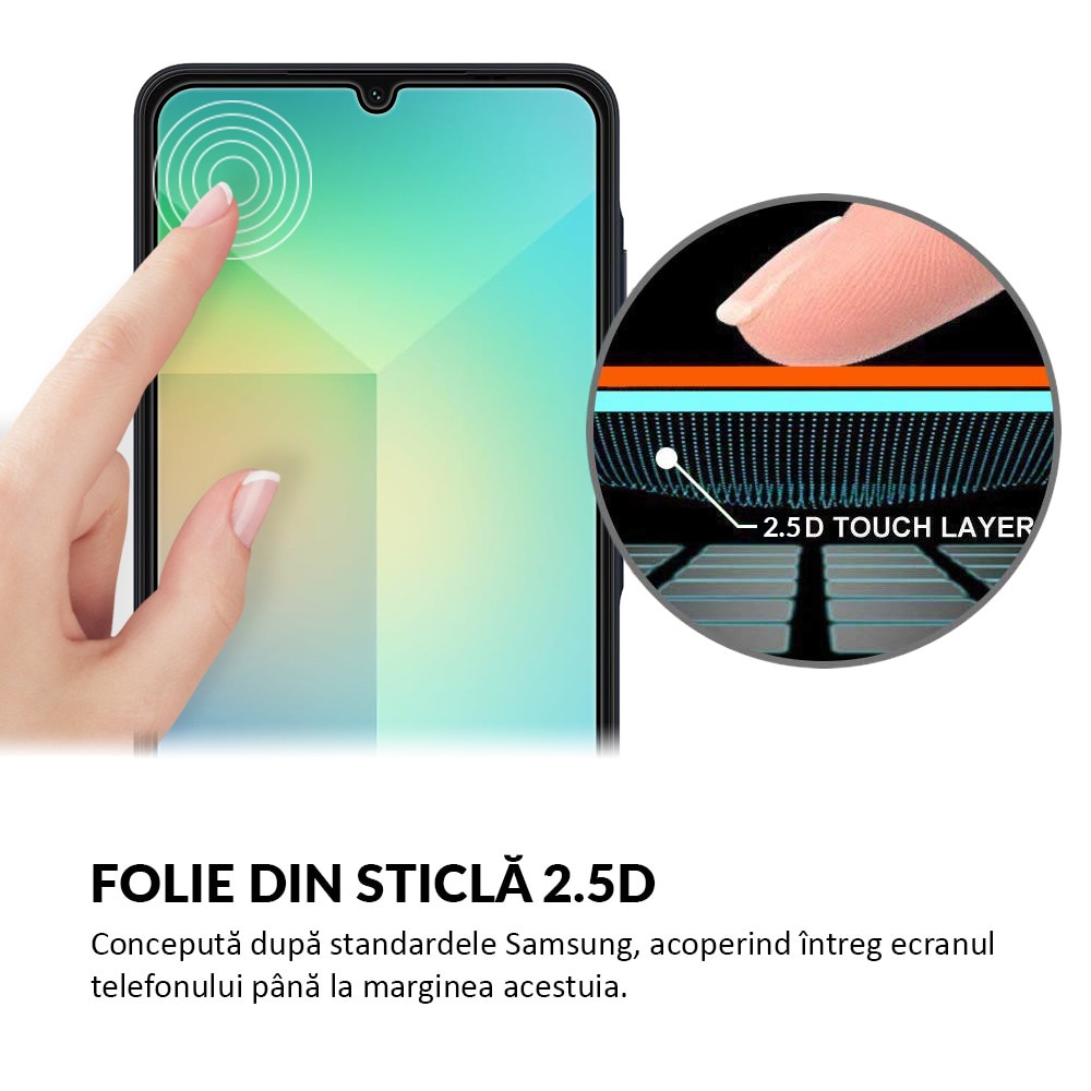 Folie Sticla Dr.Shield, Compatibil Samsung Galaxy A06, Full Glue, Protectie Profesionala 2.5D