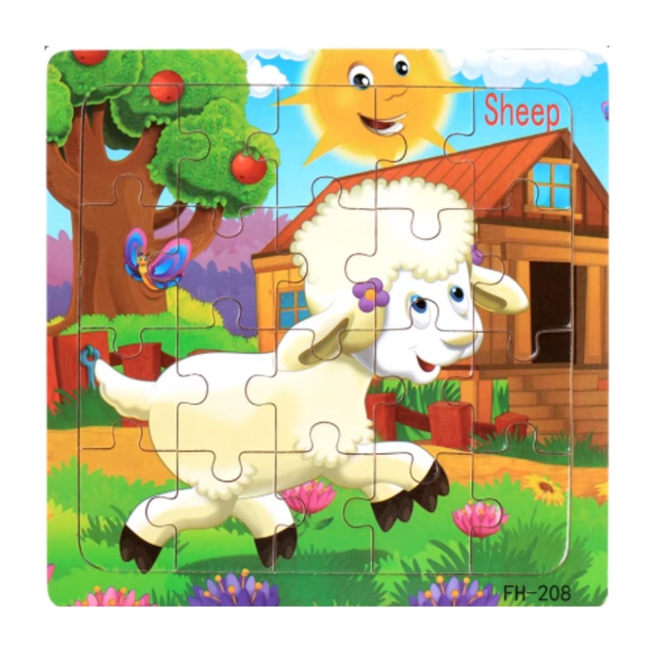 Fa kirakó 2-6 éves gyerekeknek, TinyBic kollekció, Oita, többszínű, összesen 20 darab, 15x15 cm