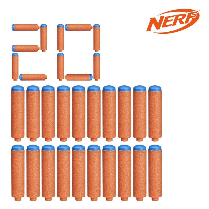 Rezerve 20buc sageti Nerf N-Series, plastic, pentru baieti, 7 ani