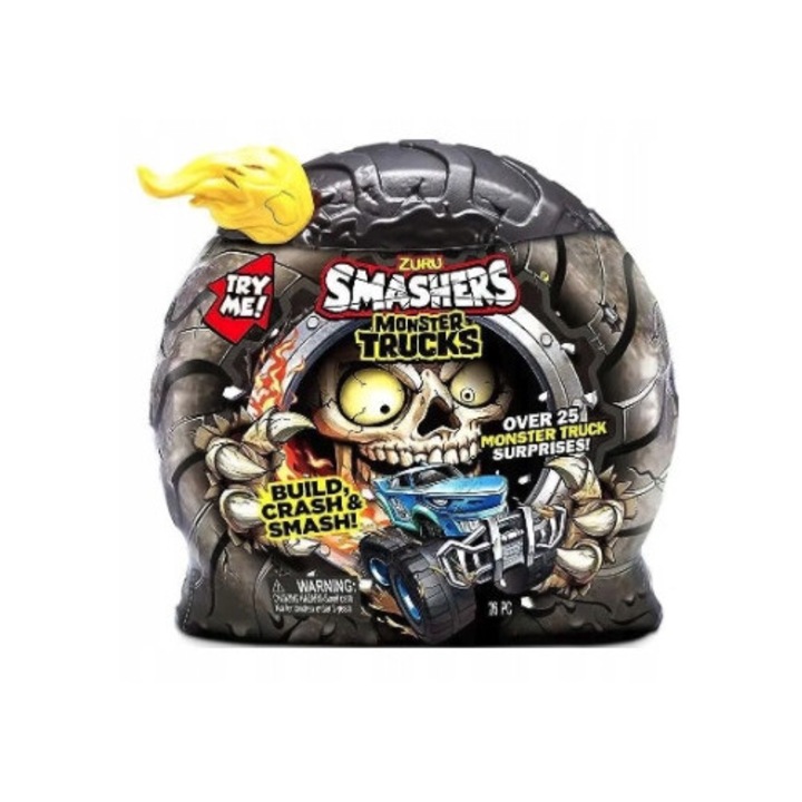 Играчка, Zuru, Камиони чудовища Smashers, Комплект, 3 части, Аксесоари, Жълт, Колекционерски фигурки, Батерии AG13/A76/LR44, За момчета, Възраст 3+