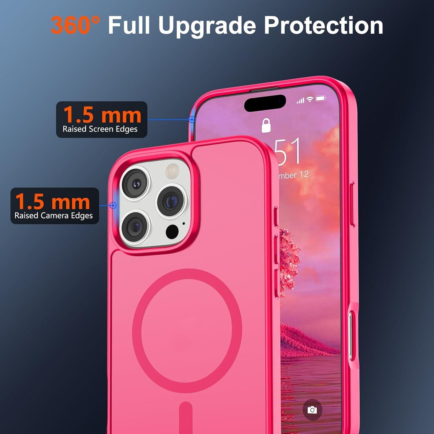 Husa telefon EJANBO pentru iPhone 16 Pro, protectie robusta, 6.3 inch, roz