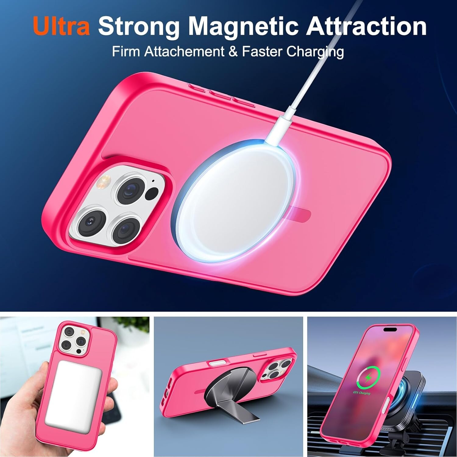 Husa telefon EJANBO pentru iPhone 16 Pro, protectie robusta, 6.3 inch, roz
