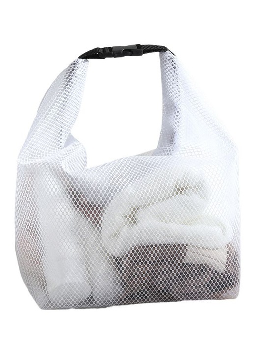 Плажна чанта, 35x15.5x27.5 см, бяла, голям капацитет, прозрачен материал