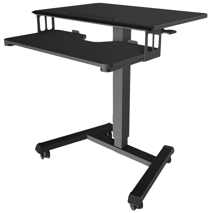 Masa mobila, cu roti, Spacetronik, inaltime reglabila 73-113 cm, negru