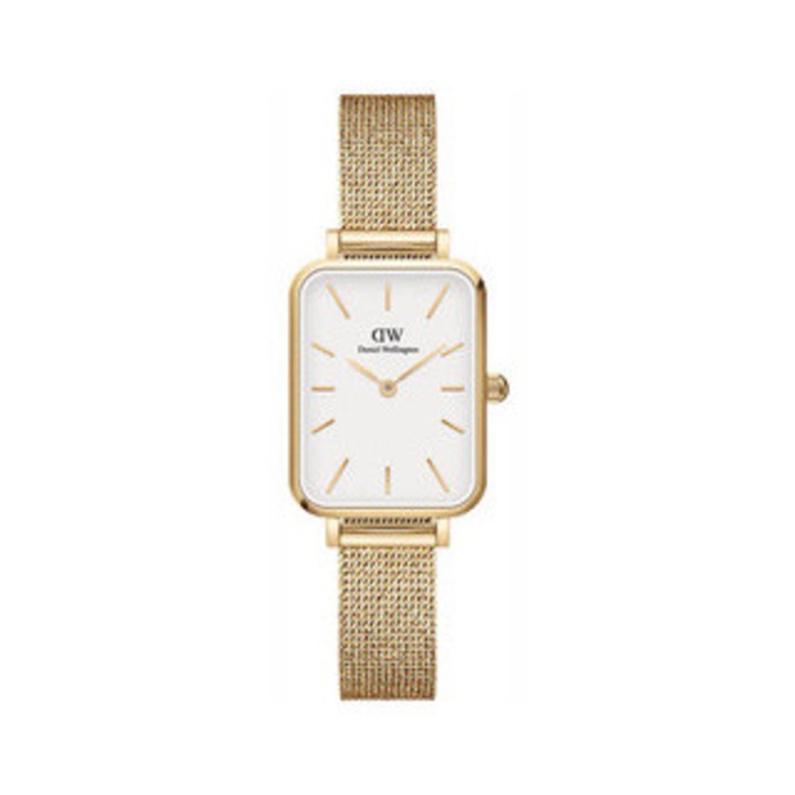 Ceas dama Daniel Wellington Quadro Pressed Evergold 20mm, bratara aurie, cadran alb