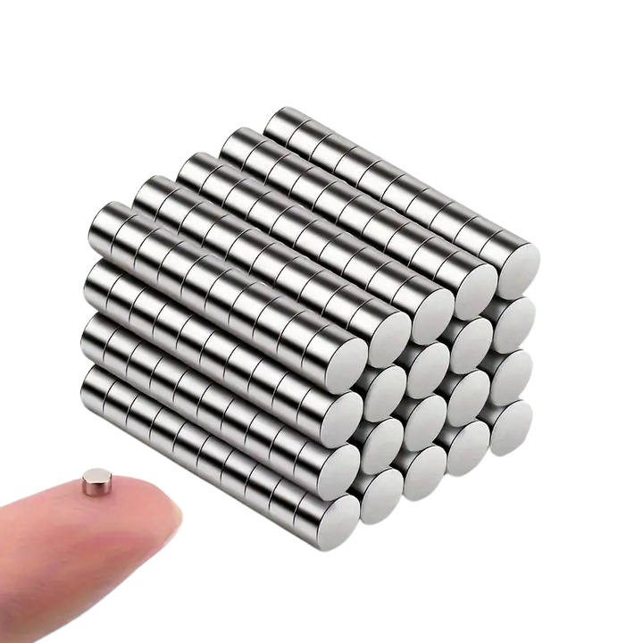 Magneti rotunzi puternici Neodim 4x1.5 mm, argintii - 100 buc