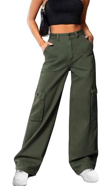 Hmiya női nadrág, M méret, cargo fazon, világoszöld színű