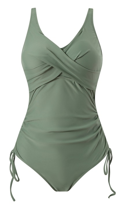 Дамски бански, с подплънка за бюста, регулируеми презрамки, зелен, Зелен