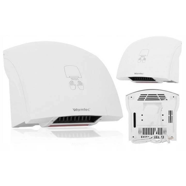 Електрически сешоар за ръце, Emultimax, Mdf 2000, Мощност на нагряване: 2000 W, Обхват на сензора: 5-20 см, Температура на въздуха: >54°C, Ниво на шум: 50 Db, 2.4 кг, Бял