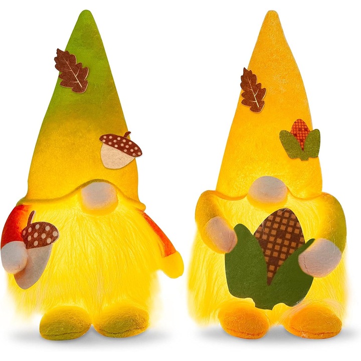Figurina decorativa toamna gnom plus, alb-gri, 20x10x10cm