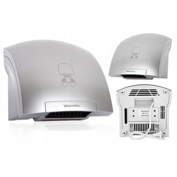 Uscator electric de maini, Emultimax MDF 2000, 2000 W, fabricat din materiale de inalta calitate, pornire si oprire automata a aparatului, produs creat pentru utilizare zilnica si confortabila, argintiu