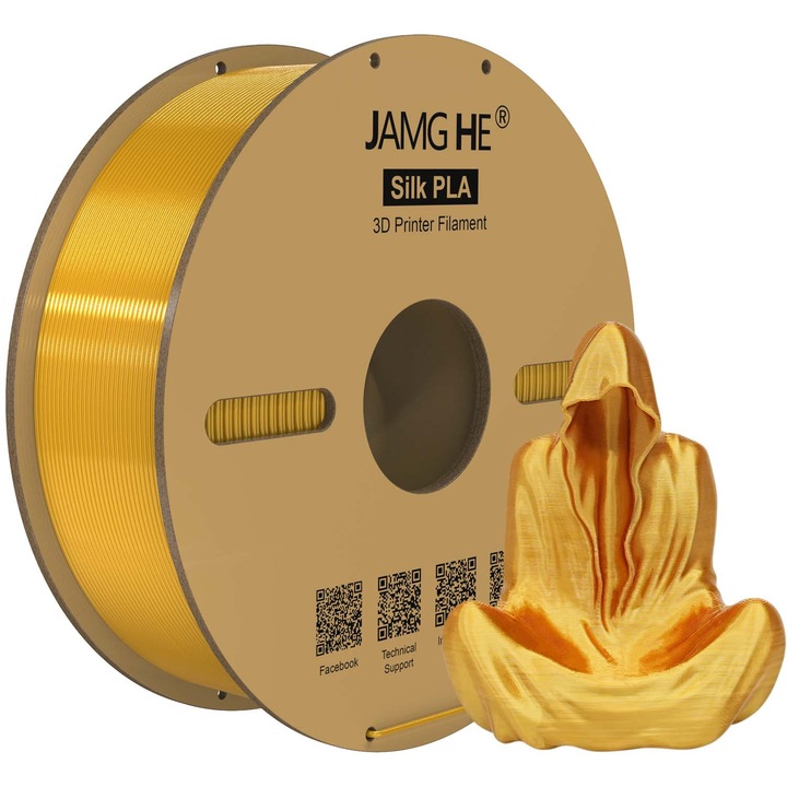 3D филамент, Jamghe, Silk PLA, златен, 1.75 мм, 1000 г
