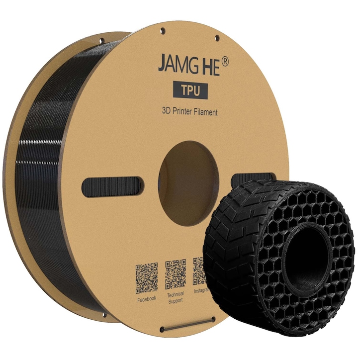 TPU филамент, Jamghe, черен, 1.75 мм, 1000 г