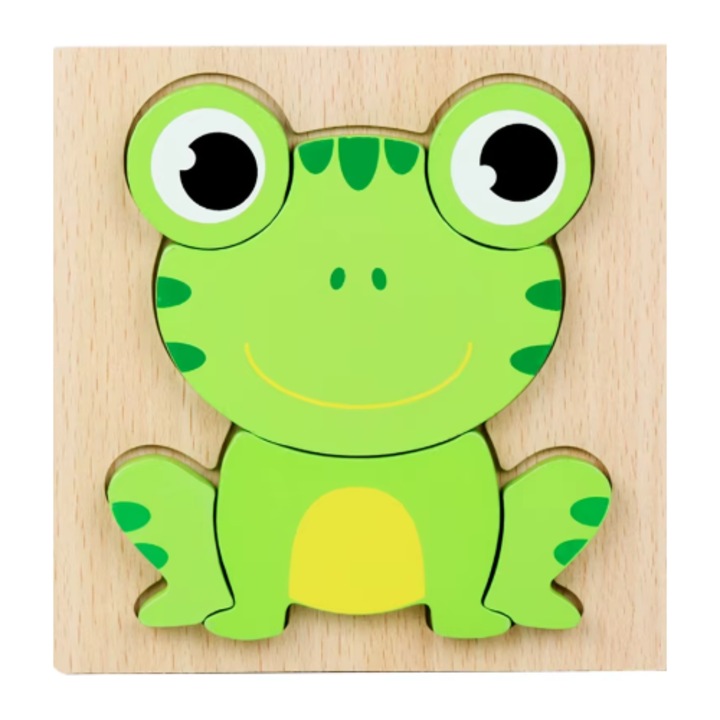 Montessori Happy Peg Family 3D Puzzle, Béka Oac, Oktatójáték 2-6 éves gyermekeknek