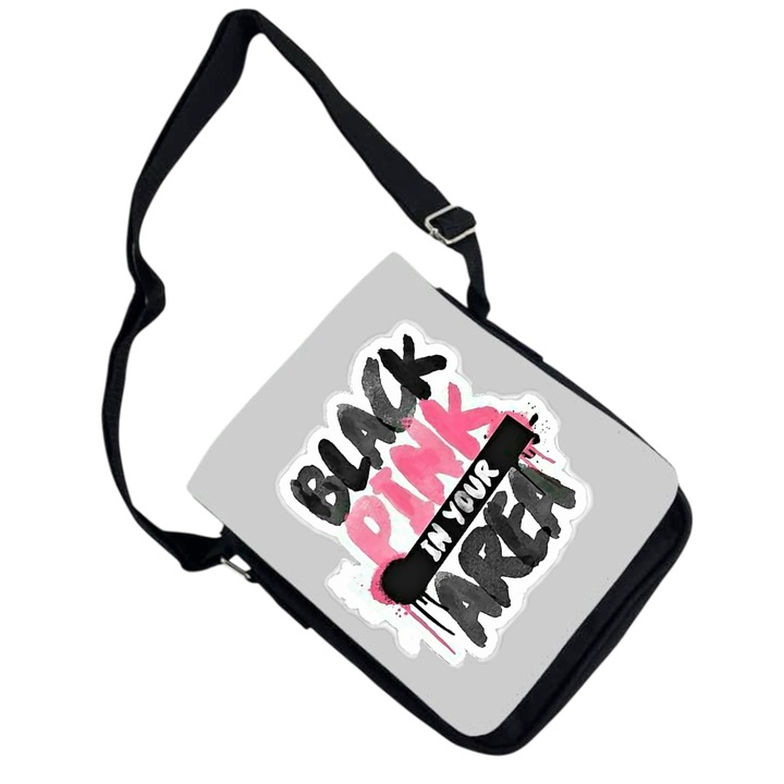Geanta personalizata blackpink kpop logo, negru, 18x20x6 cm