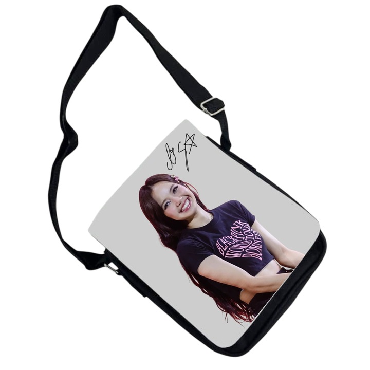 Geanta personalizata blackpink lisa kpop, negru, 18x20x6 cm