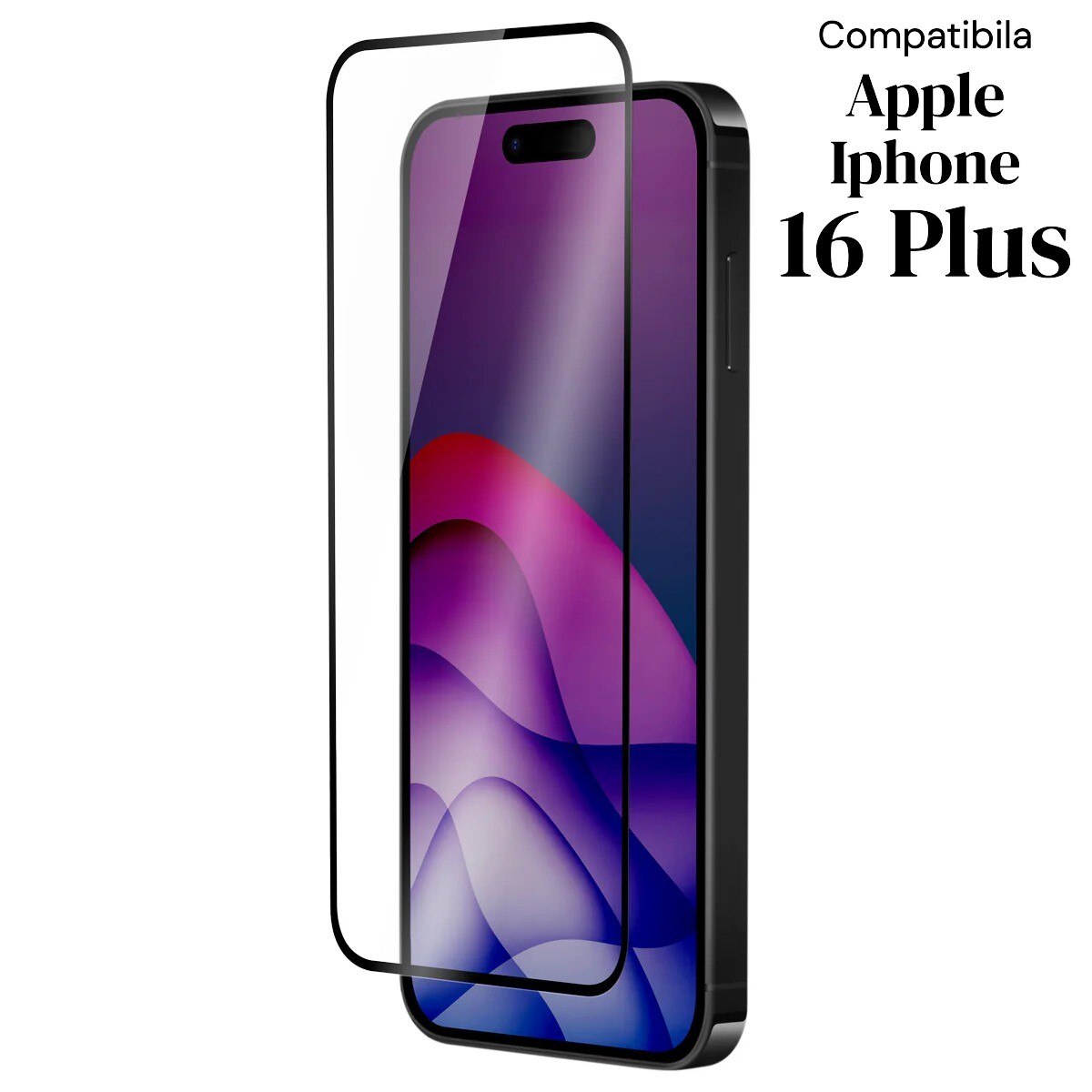 Folie de Protectie Ceramica, Compatibila cu Apple iPhone 16 Plus, Ceramics 9D, Antisoc, Margini Negr