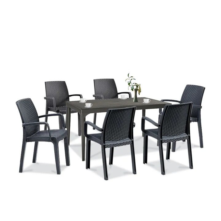Set mobilier de gradina Leziter Prato 6+1, grafit