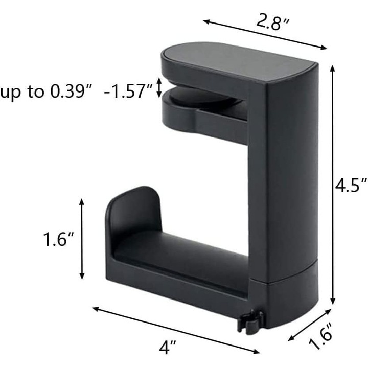 Fejhallgató tartó, állítható, forgatható csattal, fekete