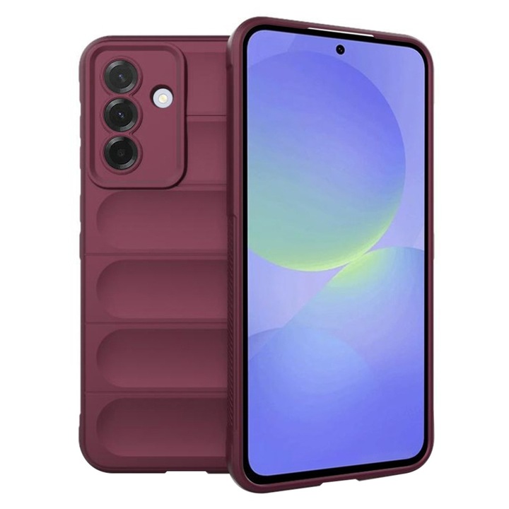 Husa pentru Samsung Galaxy A36 5G / Galaxy A56 5G, SKYDDAR INNOVATION, Vogue, din Silicon Mat, Bordo, set cu sticker