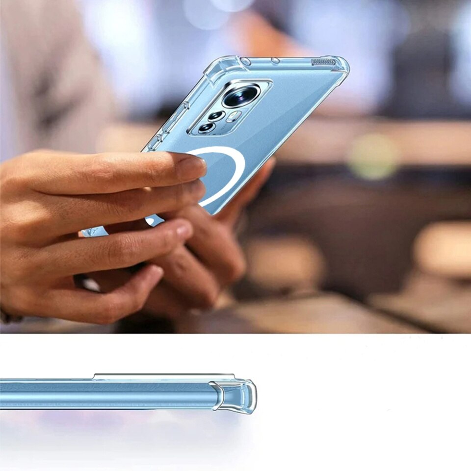 Husa pentru Motorola Edge 60 Fusion / Edge 60, SKYDDAR INNOVATION, Shockproof MagSafe, Transparenta, set cu sticker