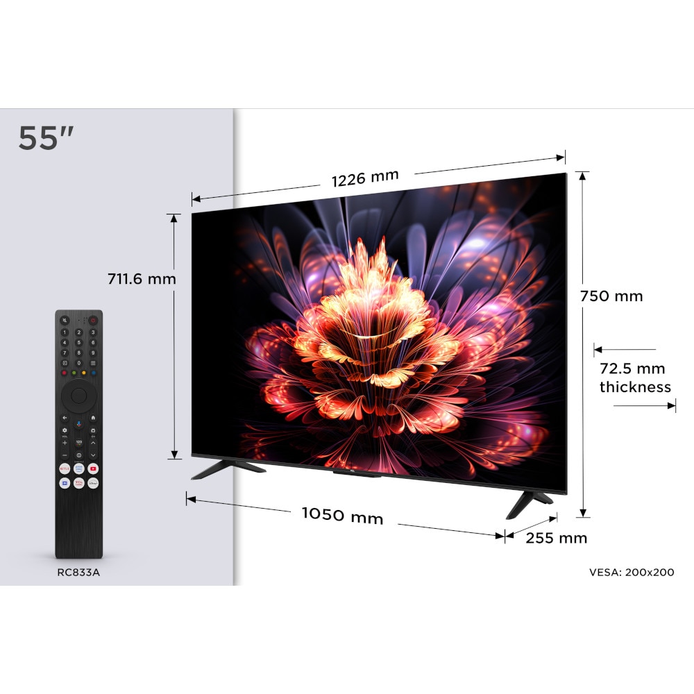 Televizor LED TCL 55V6C, Smart TV, 139 cm, Ultra HD 4K, Google TV