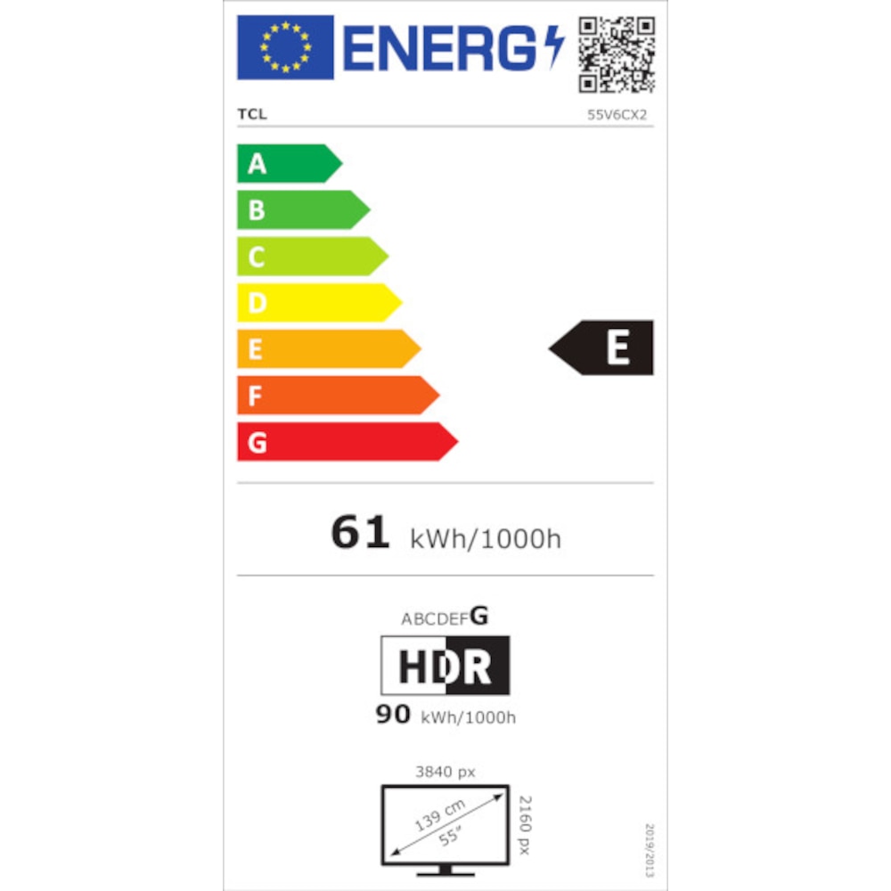 Televizor LED TCL 55V6C, Smart TV, 139 cm, Ultra HD 4K, Google TV, Clasa E
