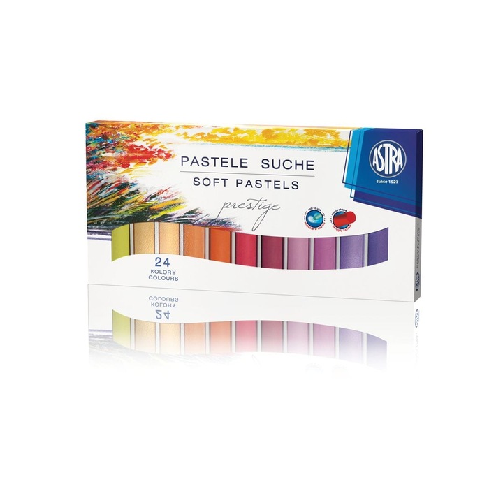 Száraz pasztell készlet, Astra, Prestige, kerek forma, 24 szín