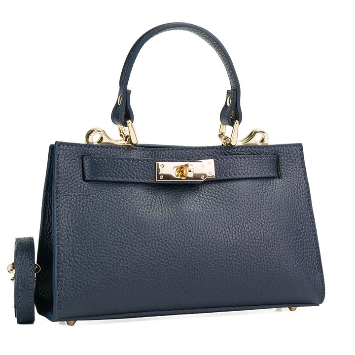 Poseta Piele Helge - Bleumarin, Geanta Casual din Piele Naturala, Geanta, Genti