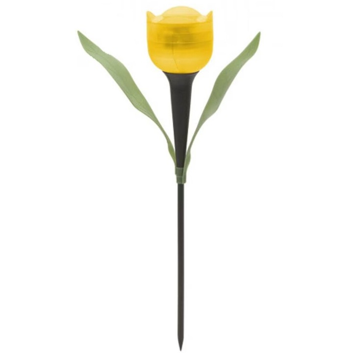 Lampa Solara LED tip Floare Lalea pentru Gradina, Hessa, Culoare Galben, Inaltime 30 cm