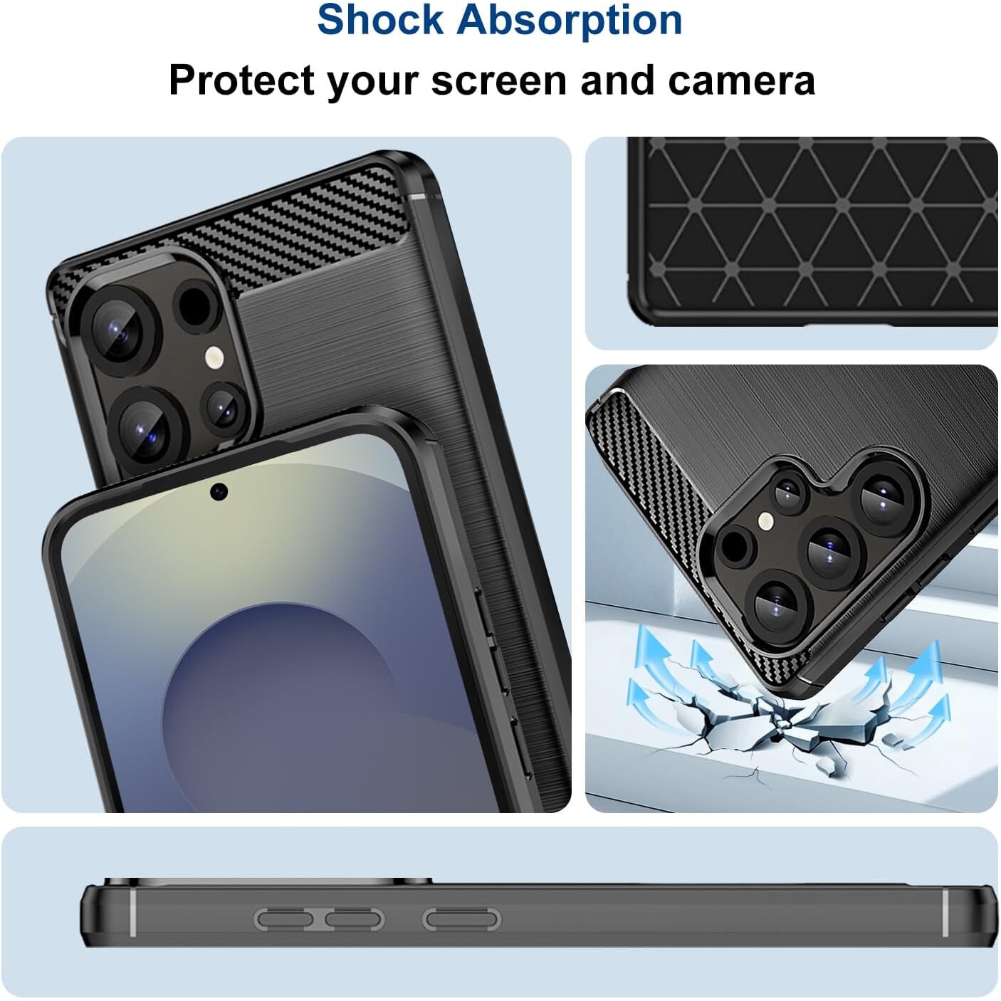 Husa protectie Mat-Tech compatibila cu Samsung Galaxy S25 Ultra, Textura Carbon, Finisaj Mat, Anti-Shock, Rezistenta la impact, Negru