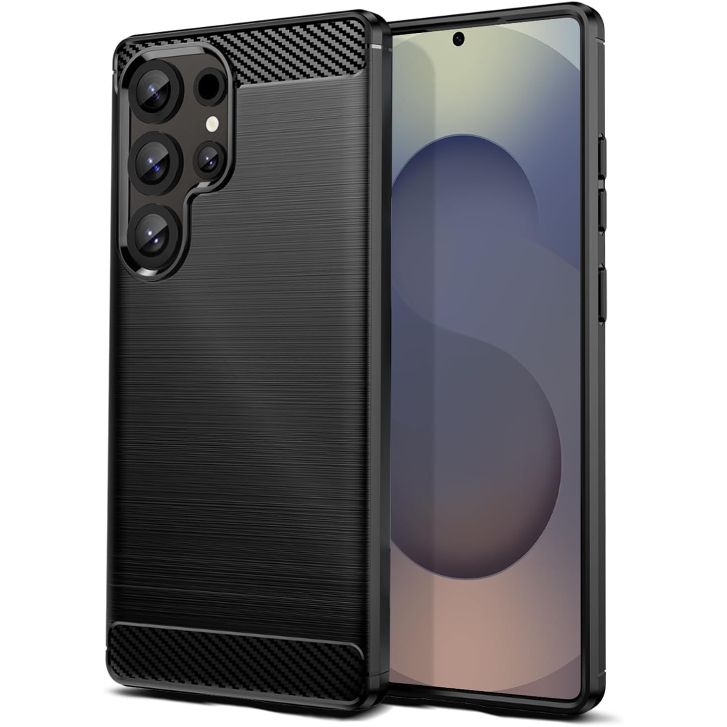 Husa protectie Mat-Tech compatibila cu Samsung Galaxy S25 Ultra, Textura Carbon, Finisaj Mat, Anti-Shock, Rezistenta la impact, Negru