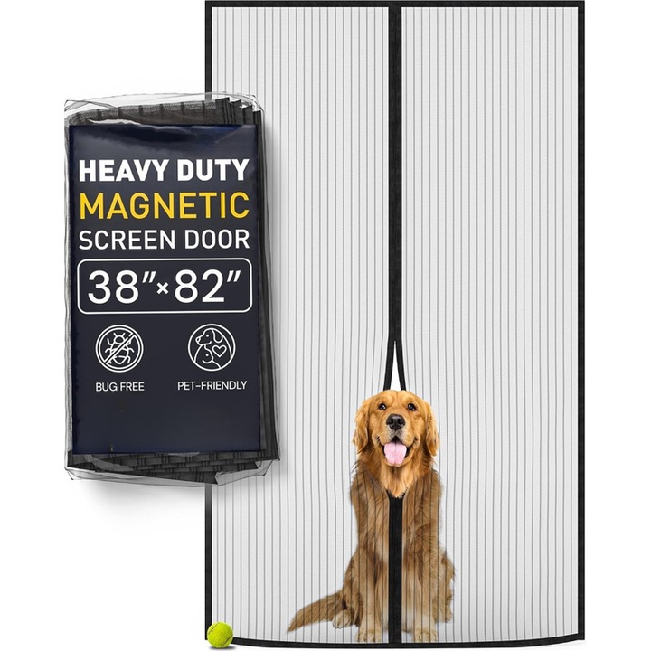 Perdea magnetica pentru usa, Ronyes, ecran impotriva insectelor, negru, 100x210 cm