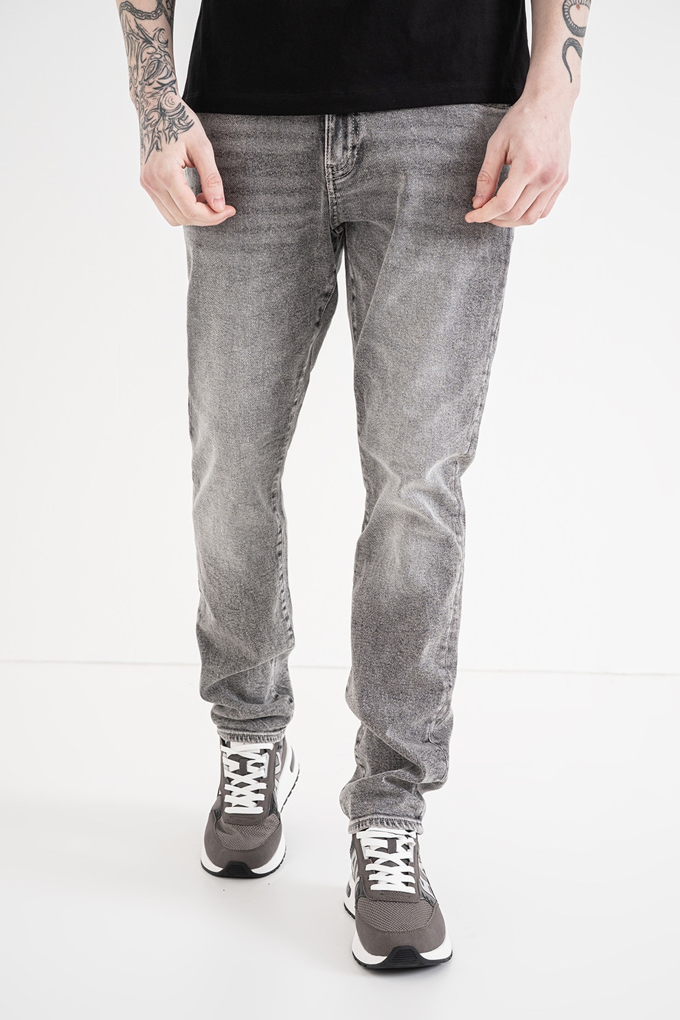 ARMANI EXCHANGE, Blugi slim fit cu talie medie, Gri deschis melange, 32