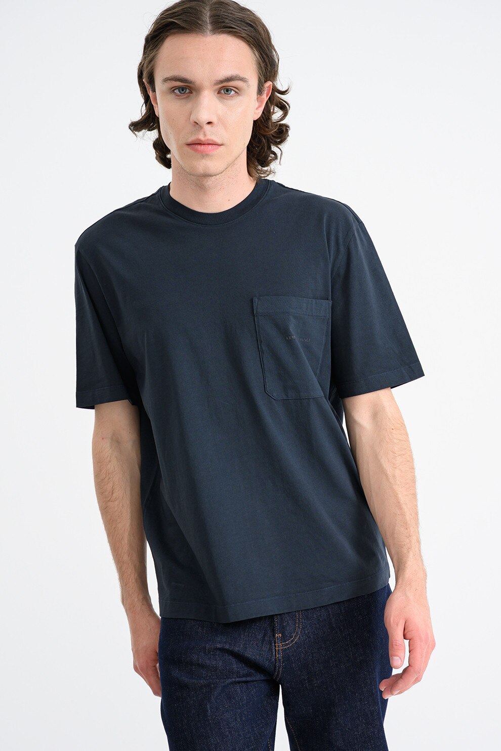 ARMANI EXCHANGE, Tricou cu imprimeu logo pe partea din spate, Albastru ultramarin, L