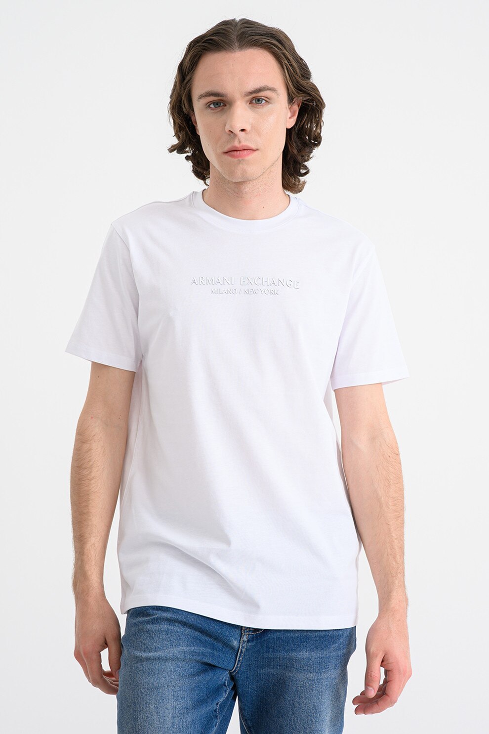 ARMANI EXCHANGE, Tricou cu imprimeu logo, Alb, L