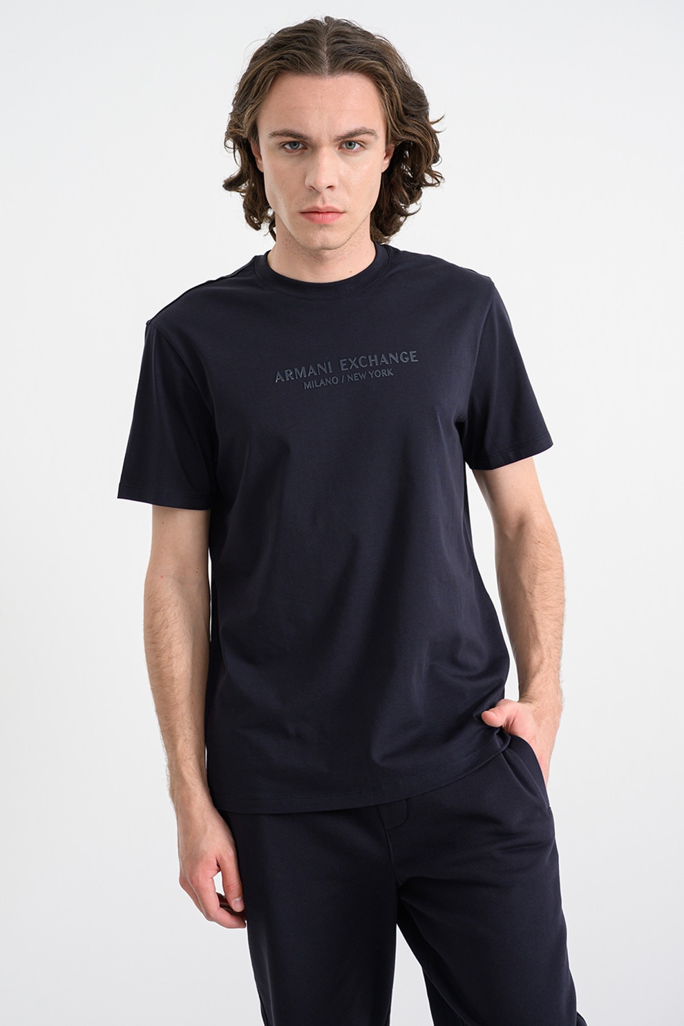 ARMANI EXCHANGE, Tricou cu imprimeu logo, Albastru ultramarin, S