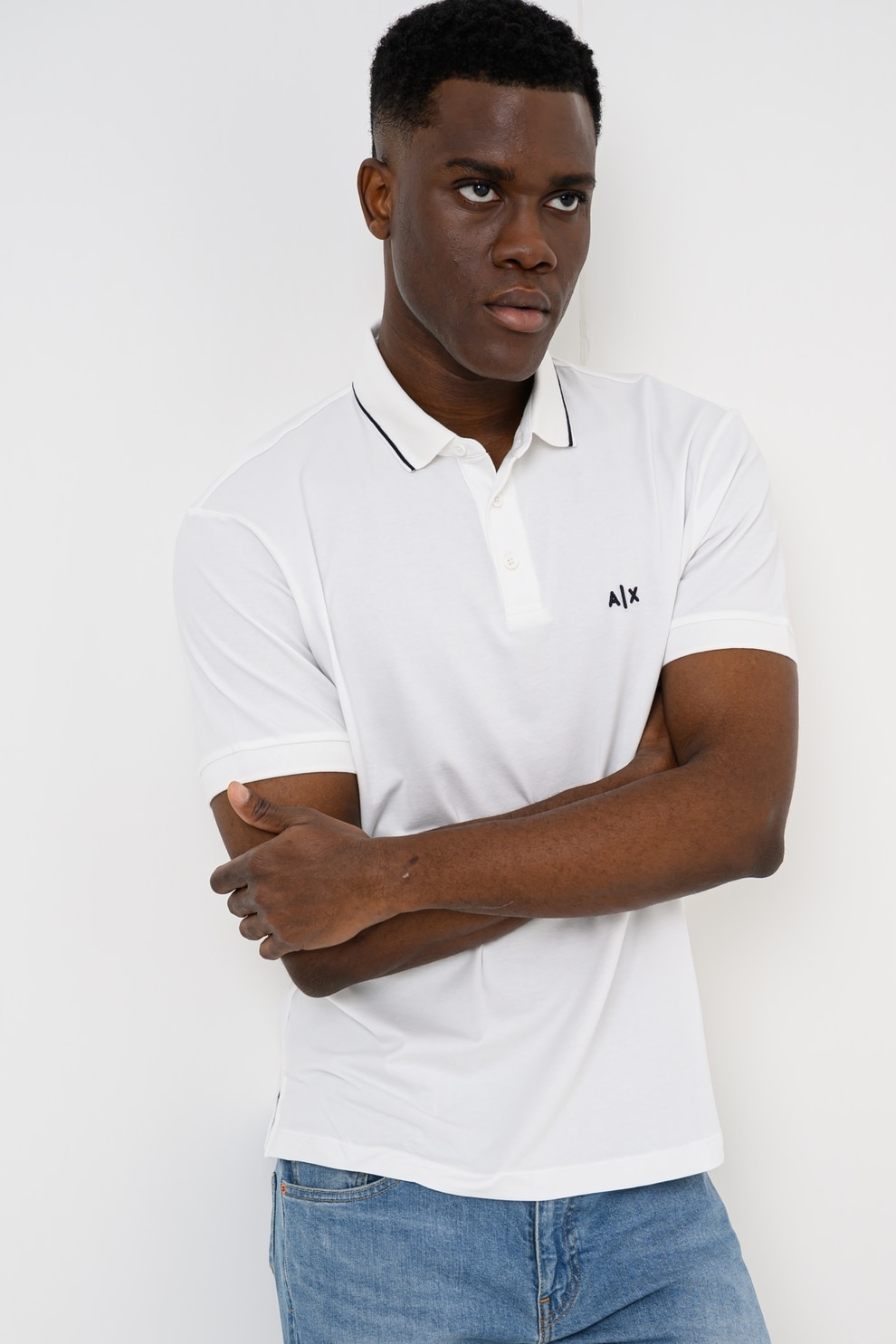 ARMANI EXCHANGE, Tricou polo slim fit, Alb, S