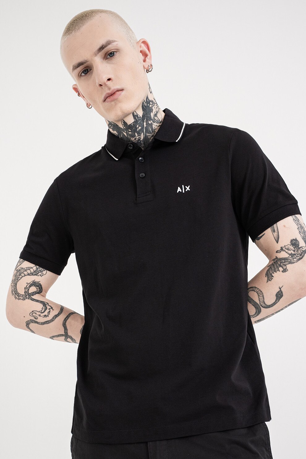 ARMANI EXCHANGE, Tricou polo slim fit, Negru, S