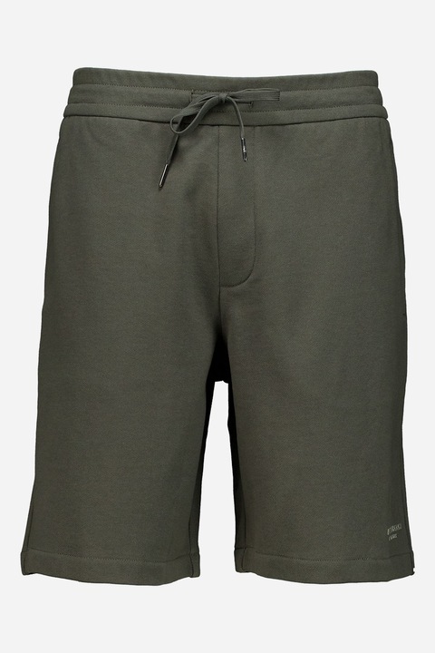 ARMANI EXCHANGE, Pantaloni scurti uni din bumbac cu snur, Kaki inchis