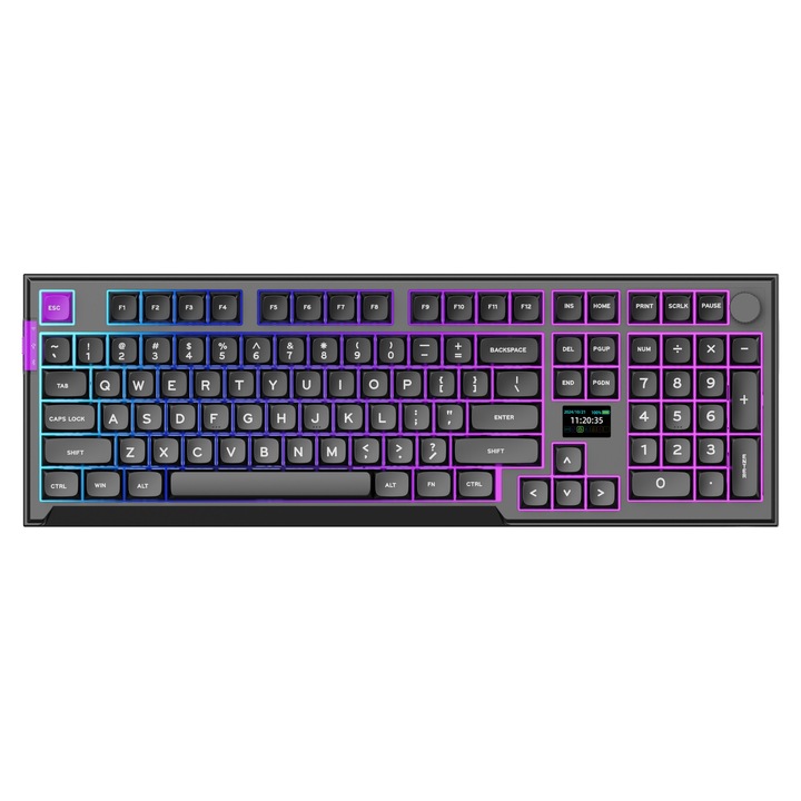 Клавиатура PREYON REYON SILENT CLAW Gateron Red Pro 3.0 PSCR105B, RGB, механична, Gasket Mount, 2,4 GHz, черна