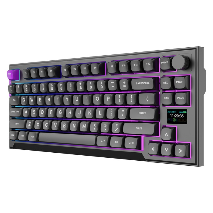 Клавиатура PREYON SILENT CLAW TKL Gateron Red Pro 3.0 PSCTR85B, RGB, механична, TKL, монтаж с уплътнение, 2.4 GHz, черна